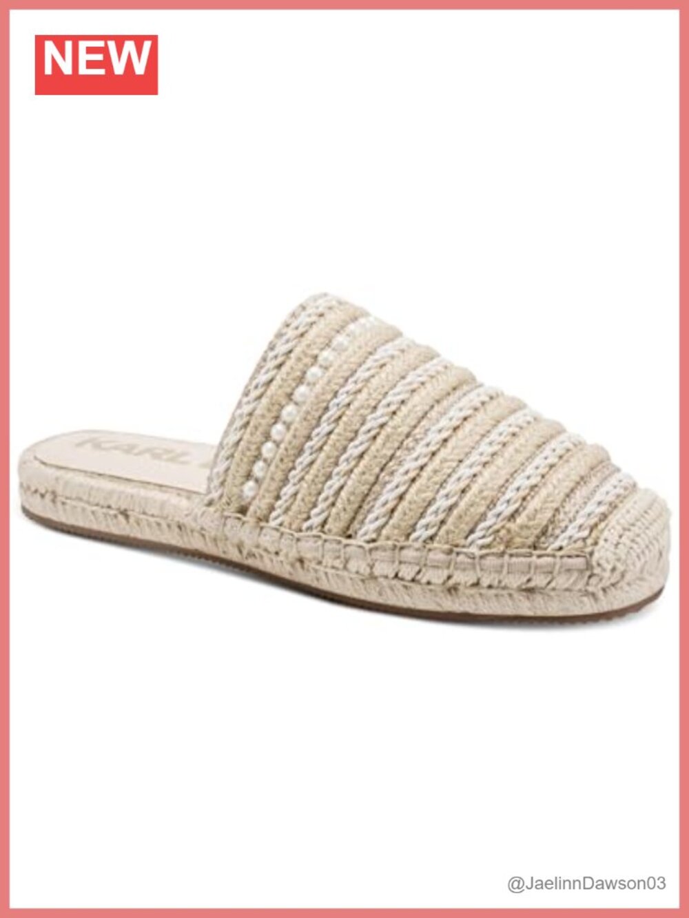 Karl Lagerfeld Espadrille Flat Mule Closed Toe Slip On Women's Casual Sandal